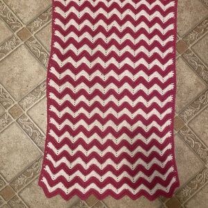 VTG Small Afgan Throw Blanket Striped Multi Color Crochet Handmade Cottagecore